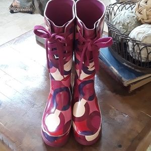 Coach Signature Periwinkle Rain Boots